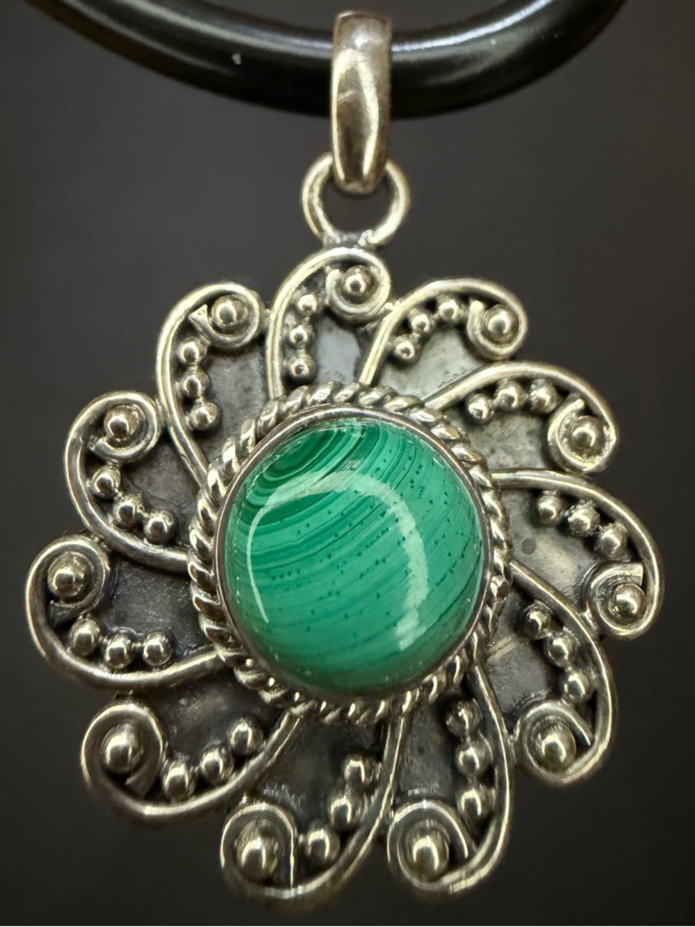 Malachite in Sterling Silver Pendant